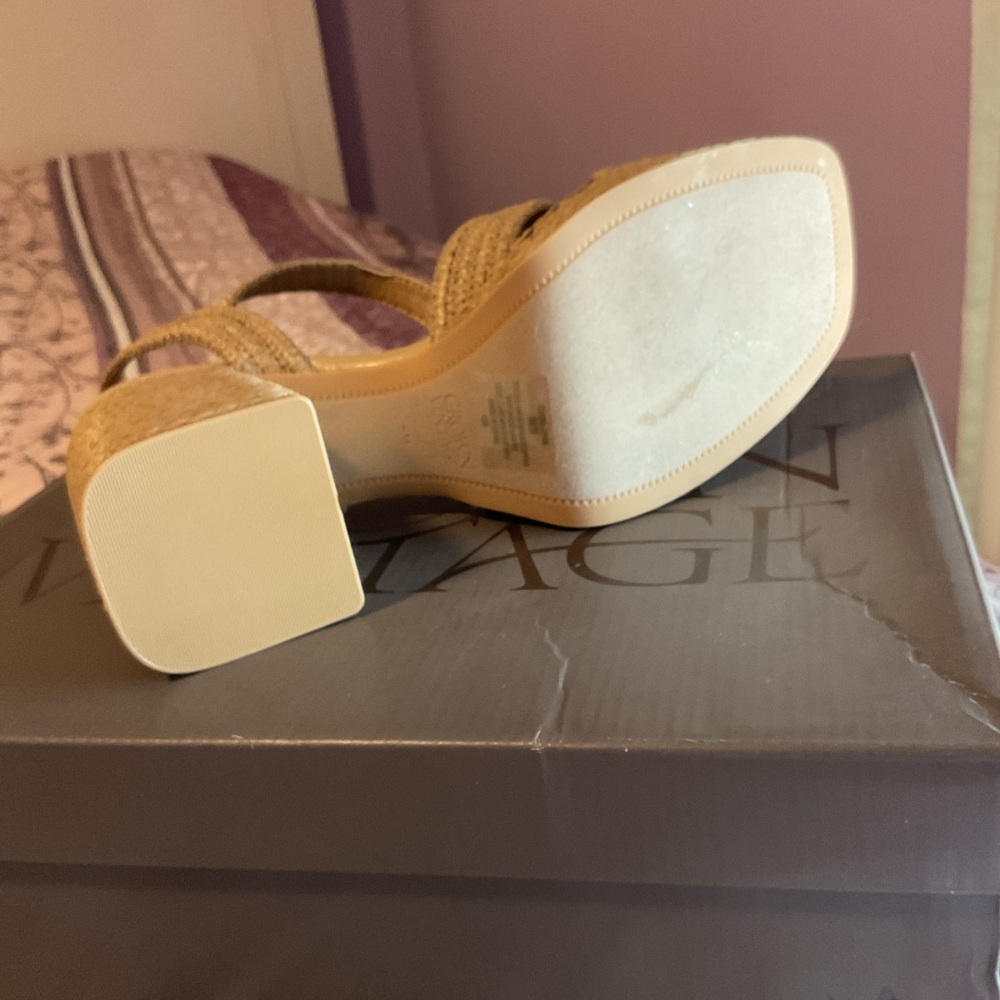 NWOT Woven Platform Sandals in Natural Beige - Picture 8 of 10